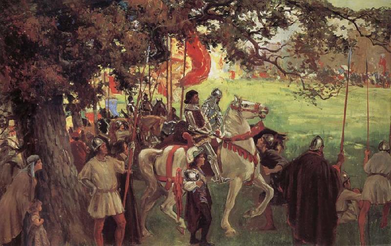 George Edmund Butler Knights Assembling, out of The White company of Arthur Conan Doyle oil painting picture